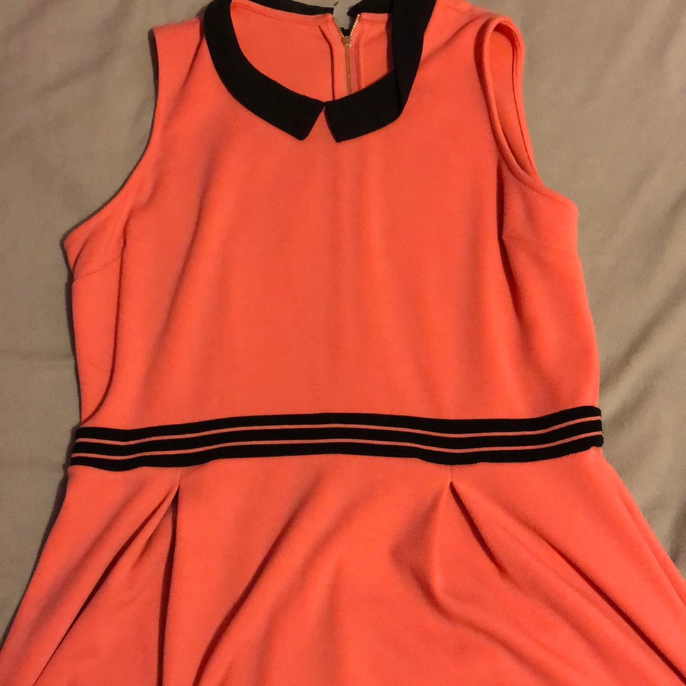 Peach black striped dress